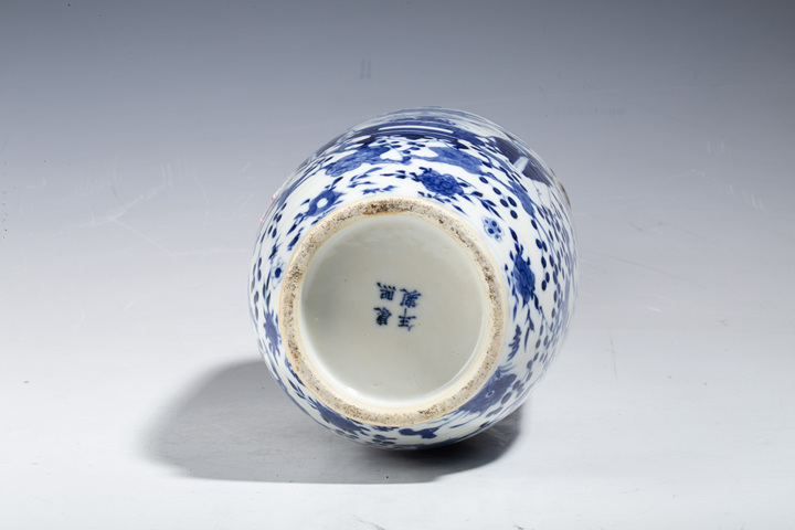 古玩陶瓷晚清·青花喜上眉梢四海升平圖雙耳棒槌瓶拍賣，當前價格9999元