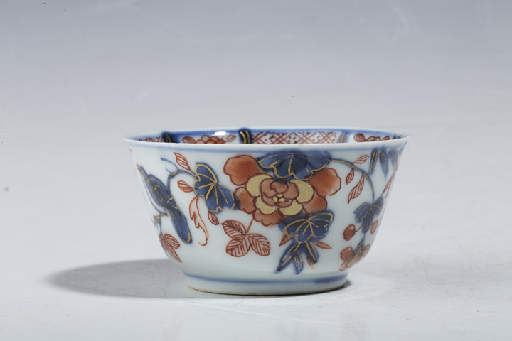 古玩陶瓷康熙·青花礬紅描金花鳥紋杯真品鑒賞圖
