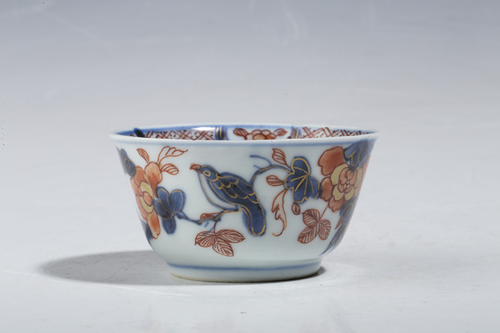 古玩陶瓷康熙·青花礬紅描金花鳥紋杯真品鑒賞圖