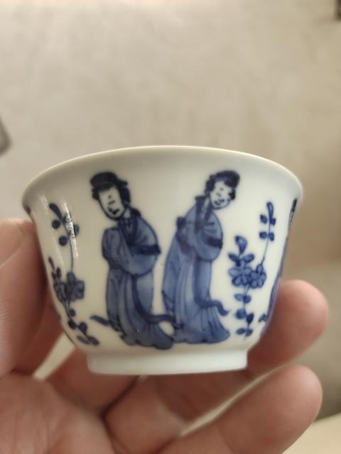 古玩陶瓷青花四美圖茶杯，注意品相拍賣，當前價格4000元