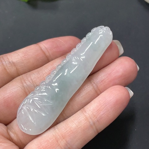 古玩玉器105天然翡翠竹節題材掛件拍賣，當前價格98元