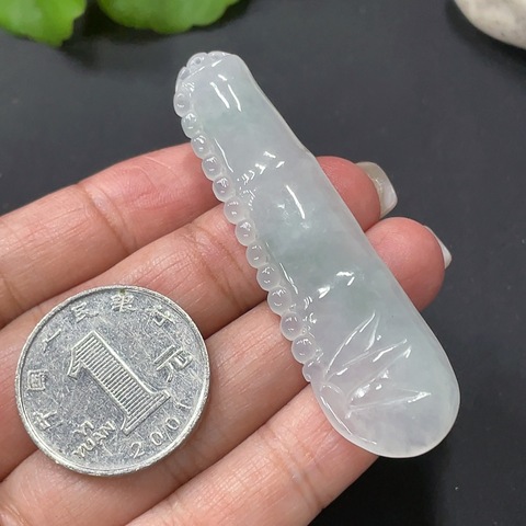 古玩玉器105天然翡翠竹節題材掛件拍賣，當前價格98元