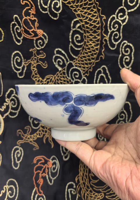 古玩陶瓷雍正青花過墻龍紋碗拍賣,當前價格7888元