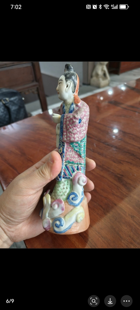 古玩陶瓷晚清民國(guó)粉彩人物塑像拍賣,當(dāng)前價(jià)格1200元