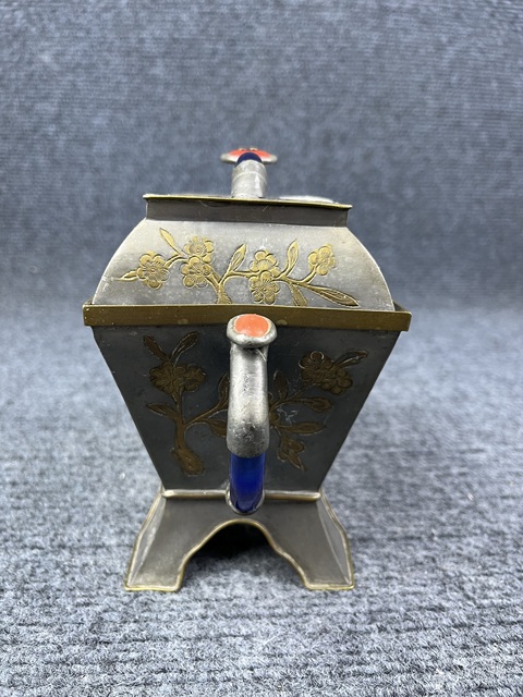 古玩雜項老錫點銅蓋盒拍賣,當前價格2999元