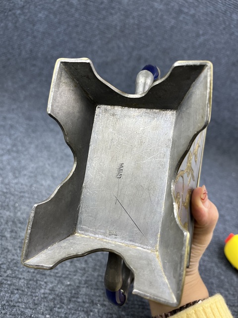 古玩雜項老錫點銅蓋盒拍賣,當前價格2999元