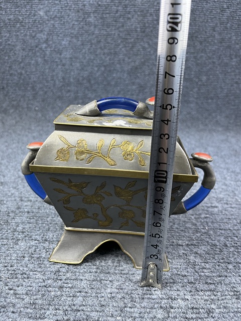 古玩雜項老錫點銅蓋盒拍賣,當前價格2999元