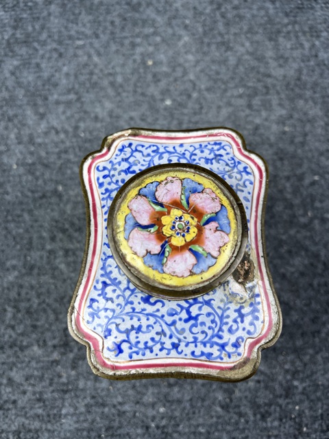 古玩雜項銅胎畫琺瑯花卉人物茶葉罐拍賣，當前價格3288元