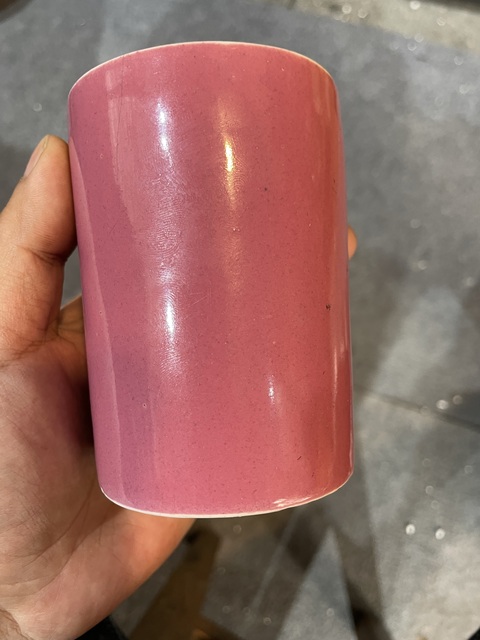 古玩陶瓷民國至解放初期胭脂紅釉筆筒拍賣,當前價格300元