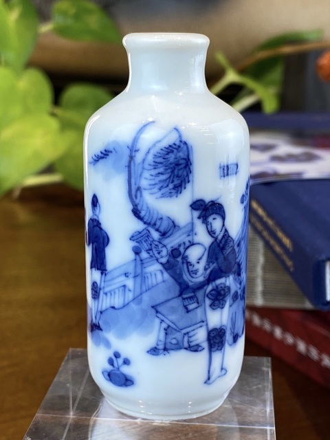 古玩陶瓷三娘教子圖青花鼻煙壺拍賣,當前價格2688元