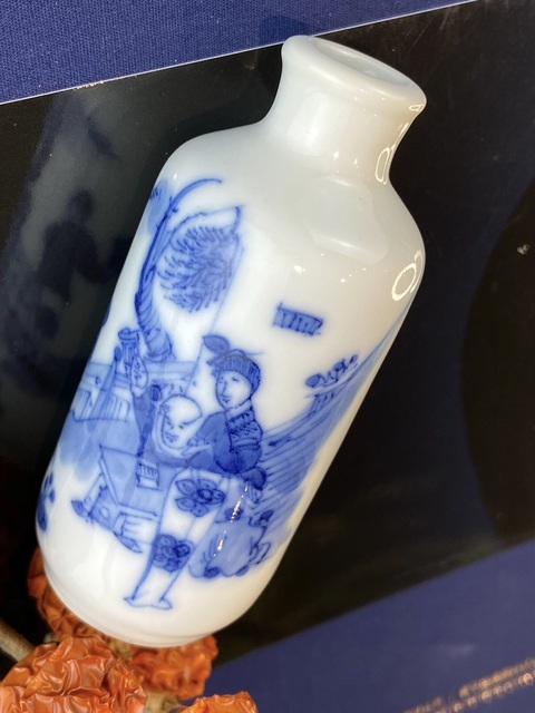 古玩陶瓷三娘教子圖青花鼻煙壺拍賣,當前價格2688元