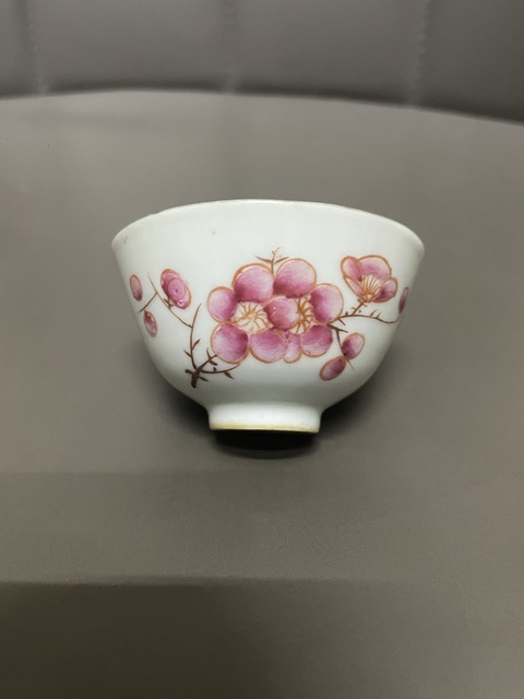 古玩陶瓷粉彩梅花茶圓一對拍賣，當前價格1200元