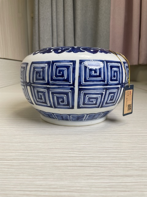 古玩陶瓷清中晚·青花夔龍紋大水洗拍賣,當前價格14000元
