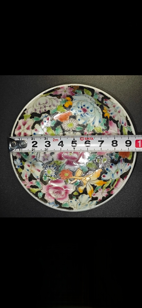 古玩陶瓷民國時期百花不落地粉彩盤拍賣,當前價格380元
