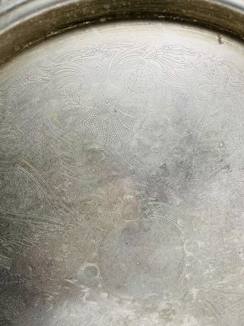 古玩雜項鏨花花卉紋銅盤拍賣,當前價格588元