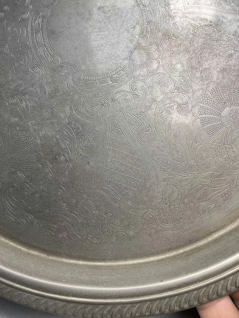 古玩雜項鏨花花卉紋銅盤拍賣,當前價格588元