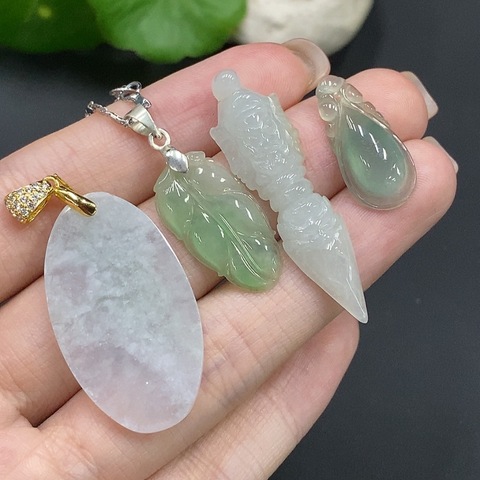 古玩玉器139天然翡翠掛件一組四件一手走拍賣,當前價格460元