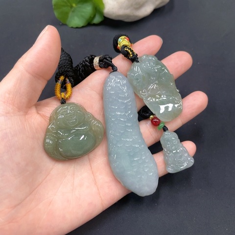 古玩玉器142天然翡翠掛墜一組四件一手走拍賣，當(dāng)前價(jià)格460元