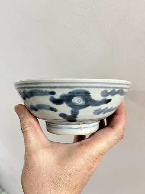 古玩陶瓷明晚期青花云龍紋碗拍賣，當前價格1280元