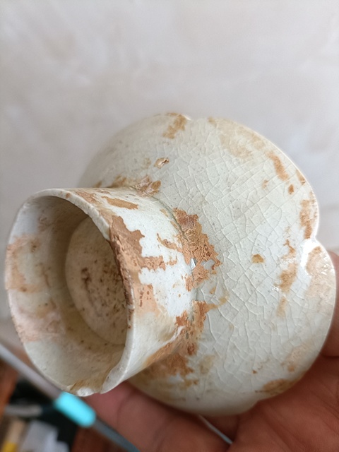 古玩陶瓷北宋湖田青白釉冰片紋高足花口托拍賣，當前價格99元
