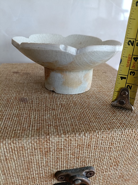 古玩陶瓷北宋湖田青白釉冰片紋高足花口托拍賣，當前價格99元