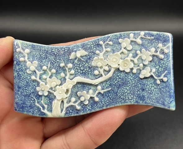 古玩陶瓷汝鈞釉堆梅花墨床拍賣，當前價格3800元