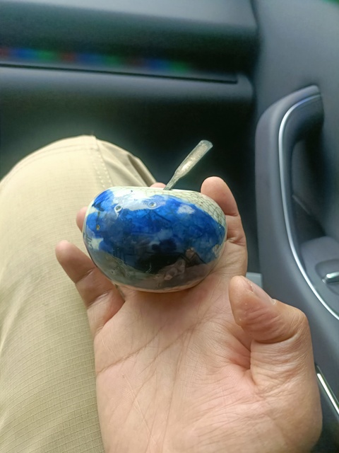 古玩陶瓷清晚期哥釉青花山水人物紋水盂拍賣,當前價格1500元