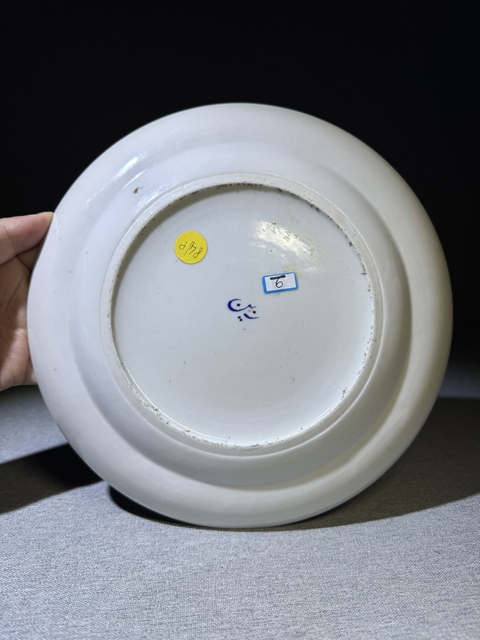 古玩陶瓷清代嘉慶道光超細路廣彩呂布戲貂蟬紋大盤子拍賣,當前價格3500元