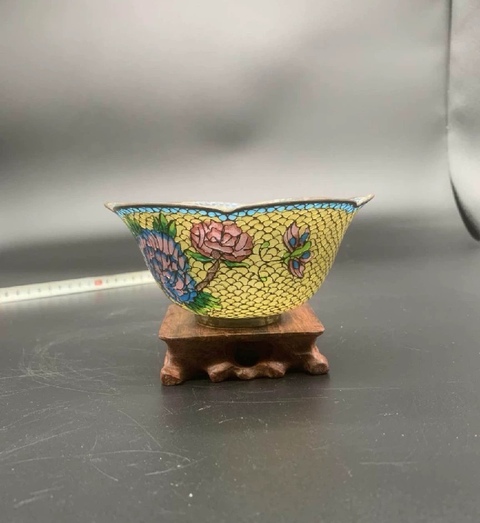古玩雜項琉璃掐絲琺瑯碗拍賣,當前價格880元