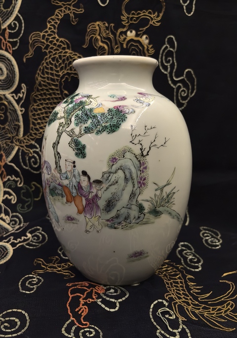 古玩陶瓷清末民初粉彩人物故事太白罐拍賣，當前價格18888元