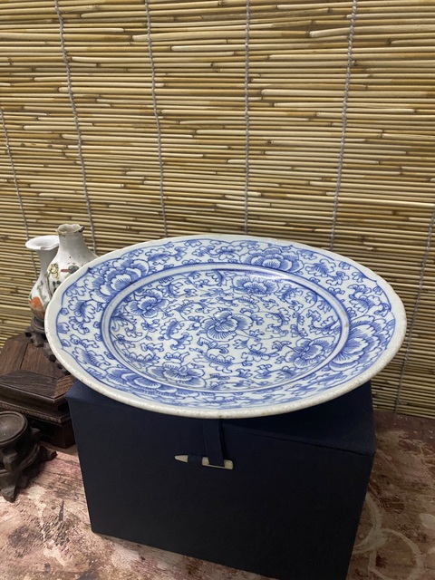 古玩陶瓷清中期青花纏枝蓮盤標本拍賣,當前價格188元