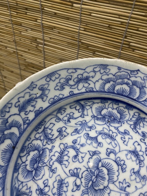 古玩陶瓷清中期青花纏枝蓮盤標本拍賣,當前價格188元