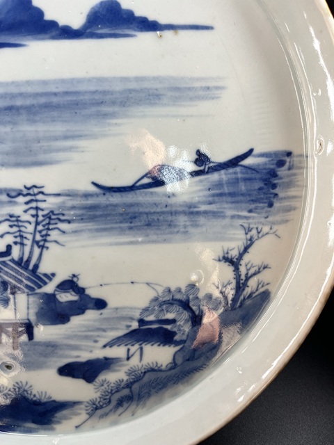 古玩陶瓷青花山水紋茶盤拍賣,當前價格7000元