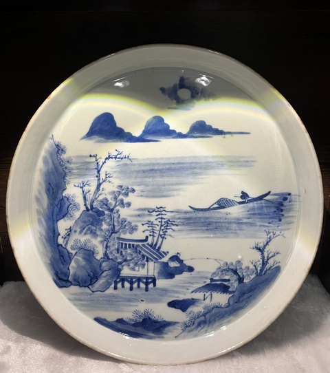 古玩陶瓷青花山水紋茶盤拍賣,當前價格7000元