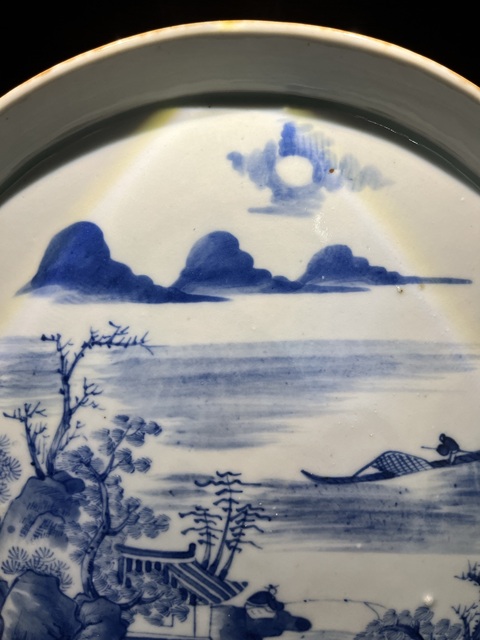古玩陶瓷青花山水紋茶盤拍賣,當前價格7000元