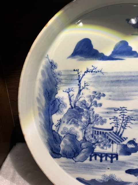 古玩陶瓷青花山水紋茶盤拍賣,當前價格7000元