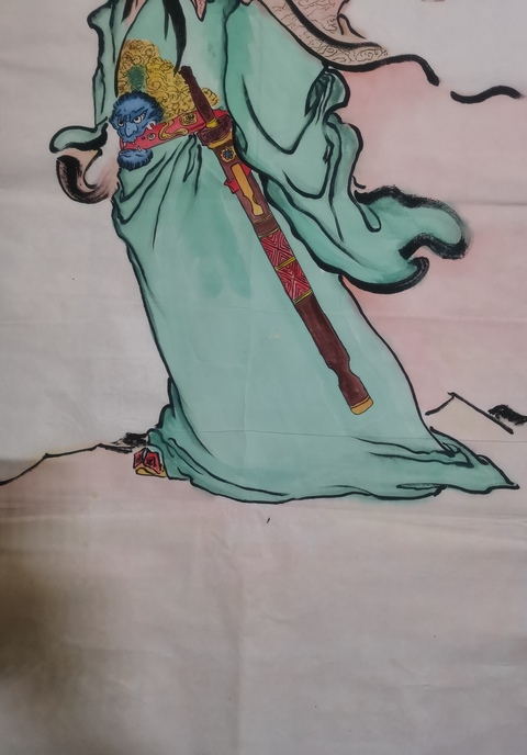 古玩字畫中美協中書協雙協會員不二堂書畫院院長馬大悲關公像拍賣，當前價格699元