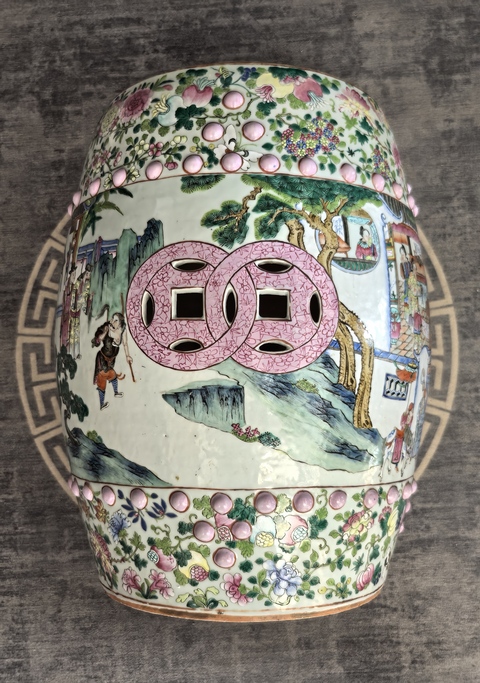 古玩陶瓷道光粉彩西廂記(慧明寄書)繡墩(48+厘米)拍賣,當前價格88888元