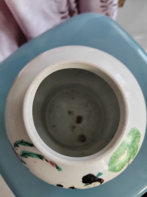古玩陶瓷民國粉彩侍女庭院嬰戲圖小罐拍賣，當前價格666元