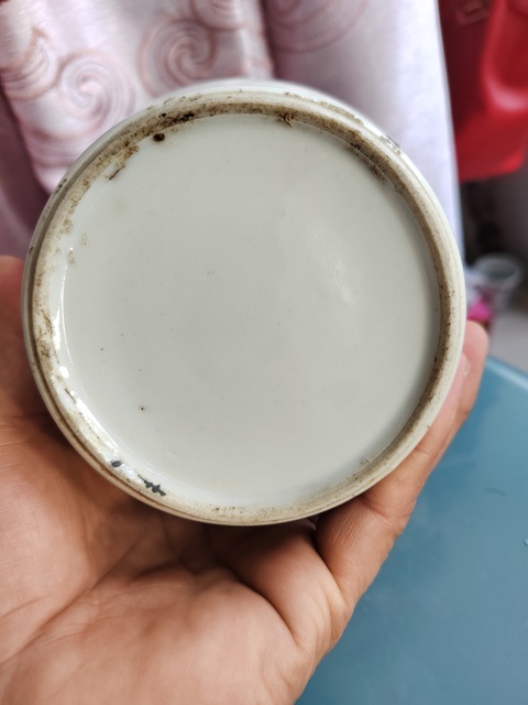 古玩陶瓷民國粉彩侍女庭院嬰戲圖小罐拍賣，當前價格666元