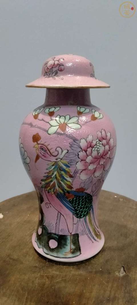 古玩陶瓷粉彩軋道花鳥(niǎo)紋將軍瓶拍賣(mài)，當(dāng)前價(jià)格3188元