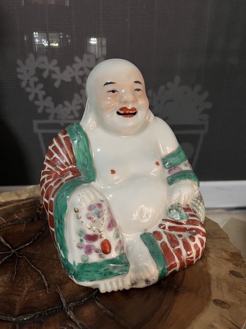 古玩陶瓷粉彩彌勒佛坐像拍賣,當前價格1688元