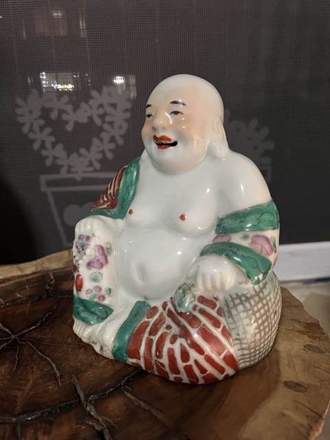 古玩陶瓷粉彩彌勒佛坐像拍賣,當前價格1688元