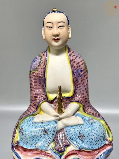 古玩陶瓷民國精品 粉彩道教琉璃光藥師佛瓷塑拍賣，當前價格5800元