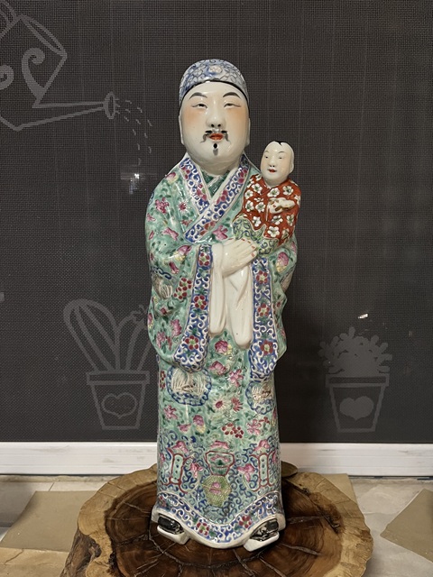 古玩陶瓷粉彩福祿壽三星祿星瓷塑雕像拍賣,當前價格6888元