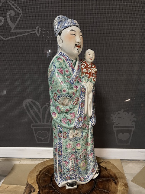 古玩陶瓷粉彩福祿壽三星祿星瓷塑雕像拍賣,當前價格6888元