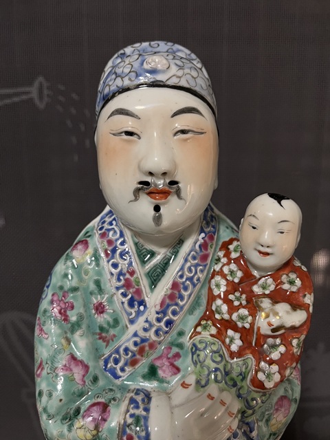 古玩陶瓷粉彩福祿壽三星祿星瓷塑雕像拍賣,當前價格6888元