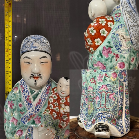 古玩陶瓷粉彩福祿壽三星祿星瓷塑雕像拍賣,當前價格6888元