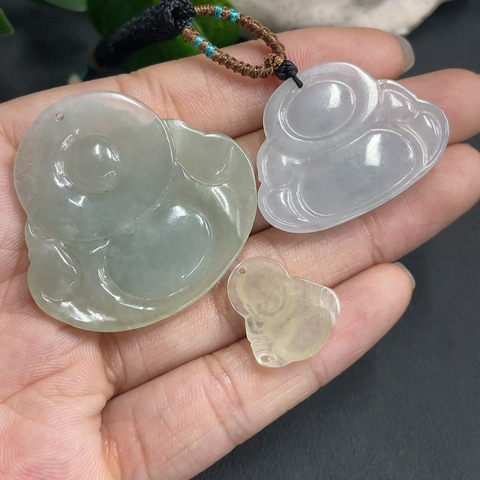 古玩玉器151天然翡翠佛公掛墜3件一手走拍賣,當(dāng)前價(jià)格370元