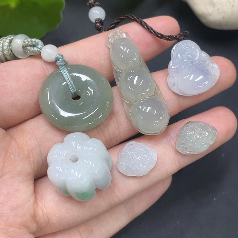 古玩玉器154天然翡翠掛墜一組6件一手走拍賣，當前價格330元